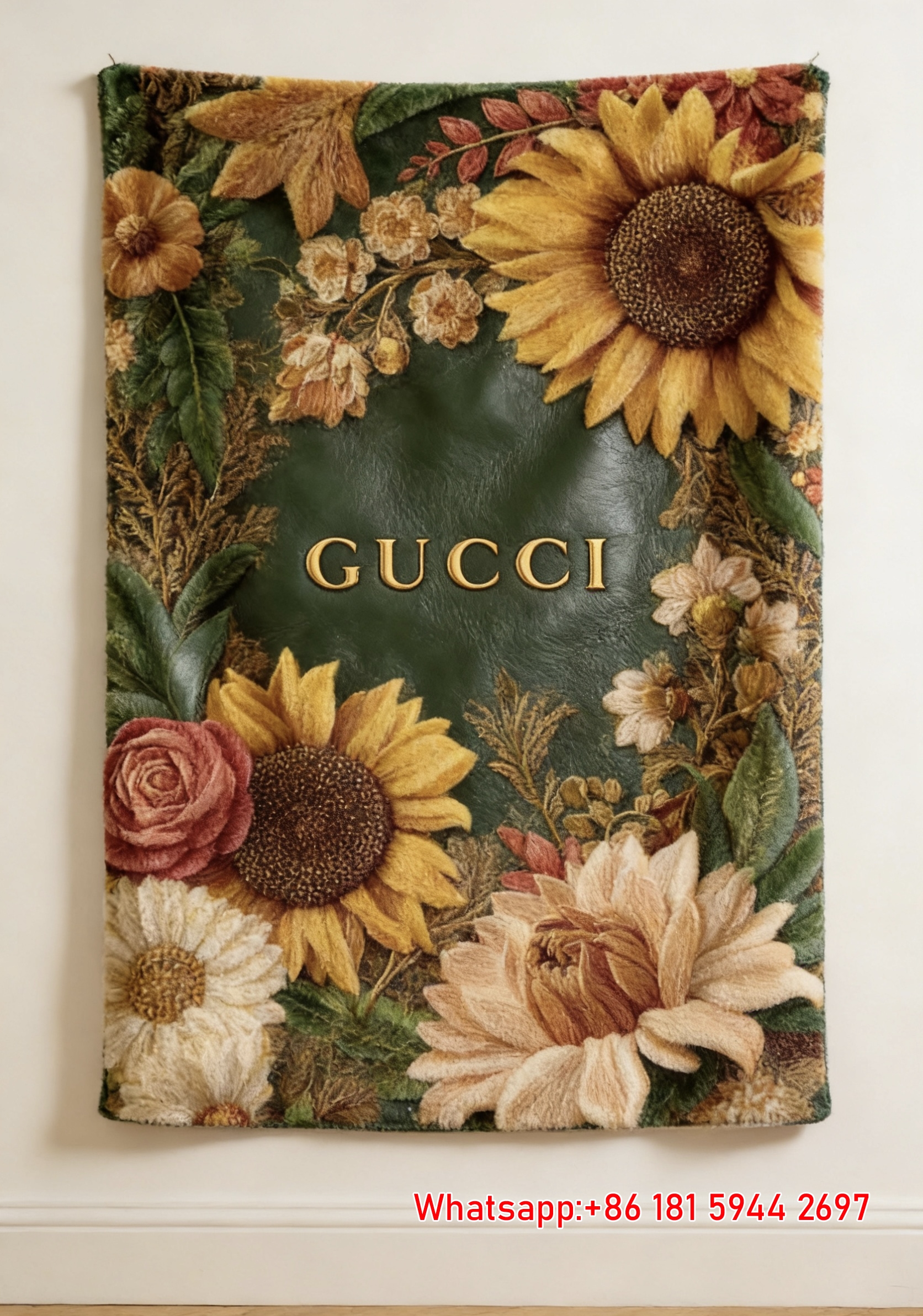 Gucci Sunflower Frame Throw blankets Gucci Embroidered Floral Tapestry IMG_2826